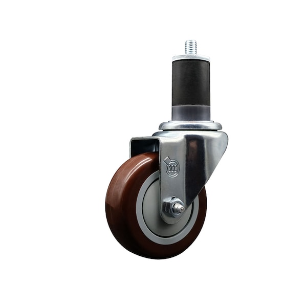3.5'' SS Maroon Poly Wheel Swivel 1-5/8'' Expanding Stem Caster